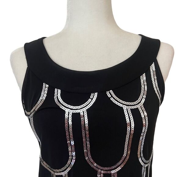 B. Smart Black Sequined Cocktail Dress. Sleeveless. Size 4. Great Condition! - Picture 2 of 12